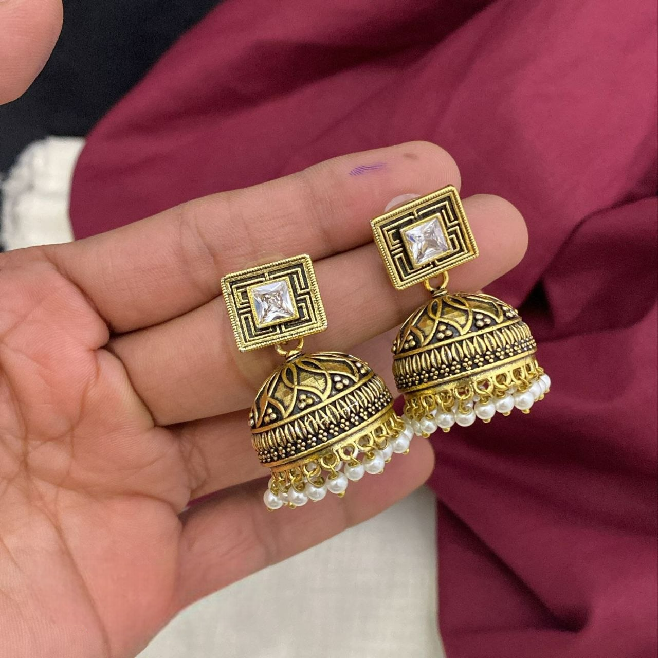 Pearl Charm Jhumkas